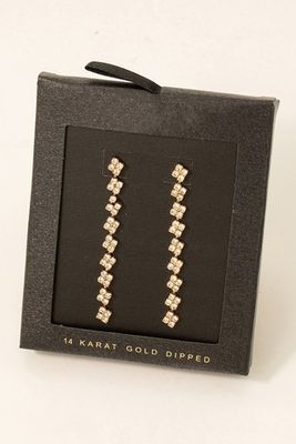 SB110085 Rhinestone Dangle Earrings-Gold