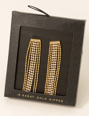 SB110087 Beads and Rhinestone Earrings-Gold