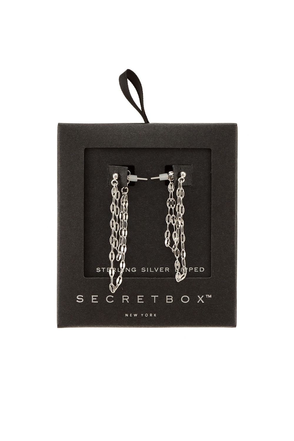 SB19416 Chain Earrings-White Gold