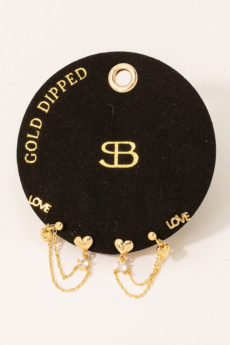 SB19946 Heart and Love Earring Set-Gold