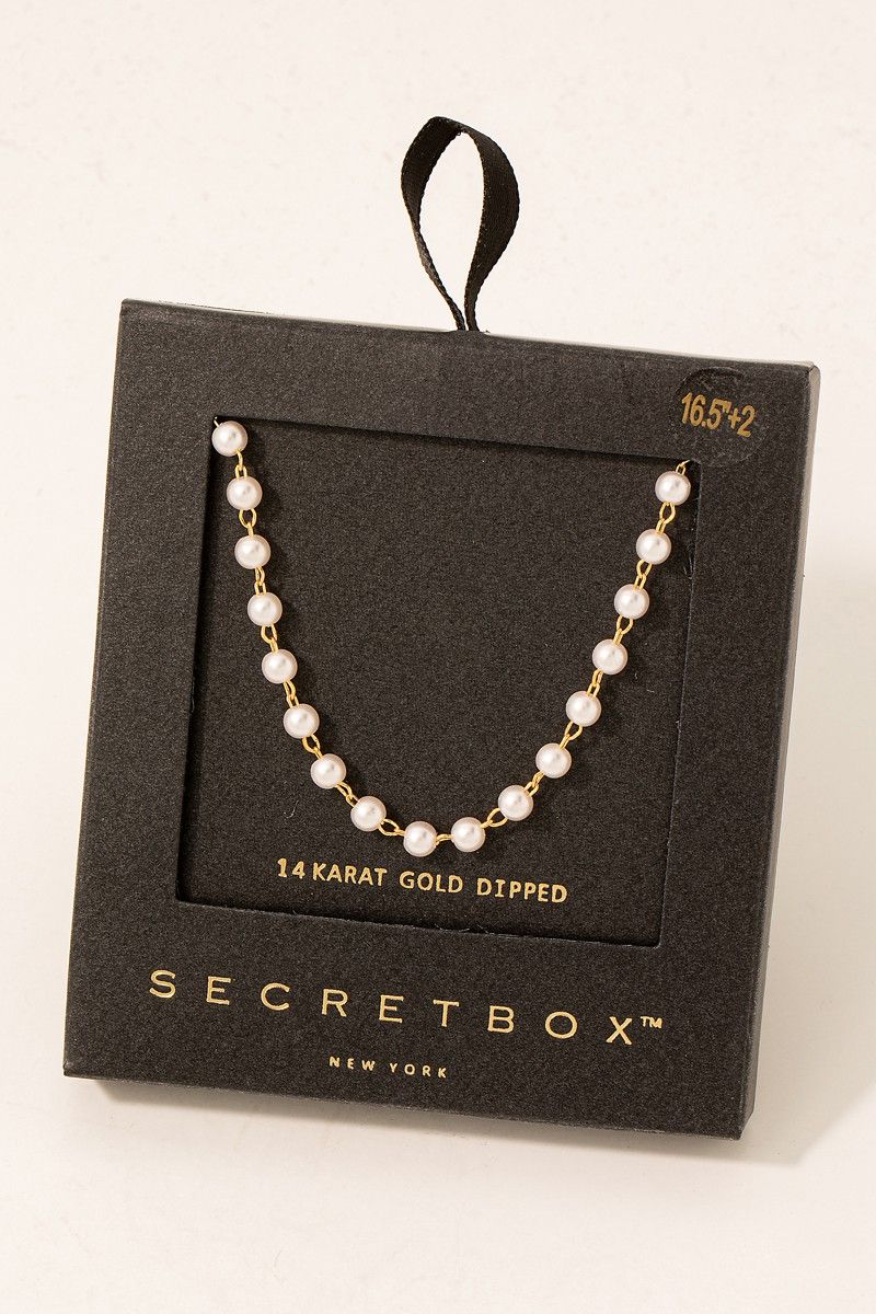 SB29542 Pearl Beads Chain Necklace-Gold