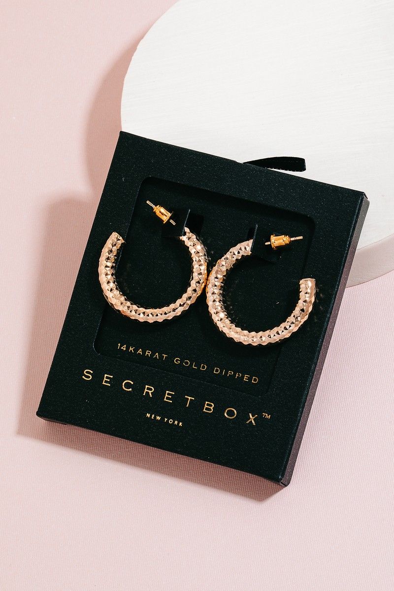 SB50011 Textured Hoop Earrings-Gold