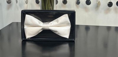 Men&#39;s Poly Silk Boxed Bow Ties-White