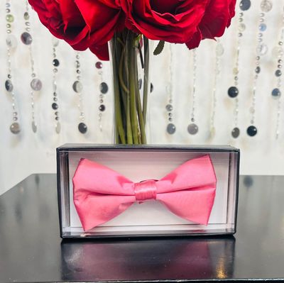 Men&#39;s Poly Silk Boxed Bow Ties-Pink