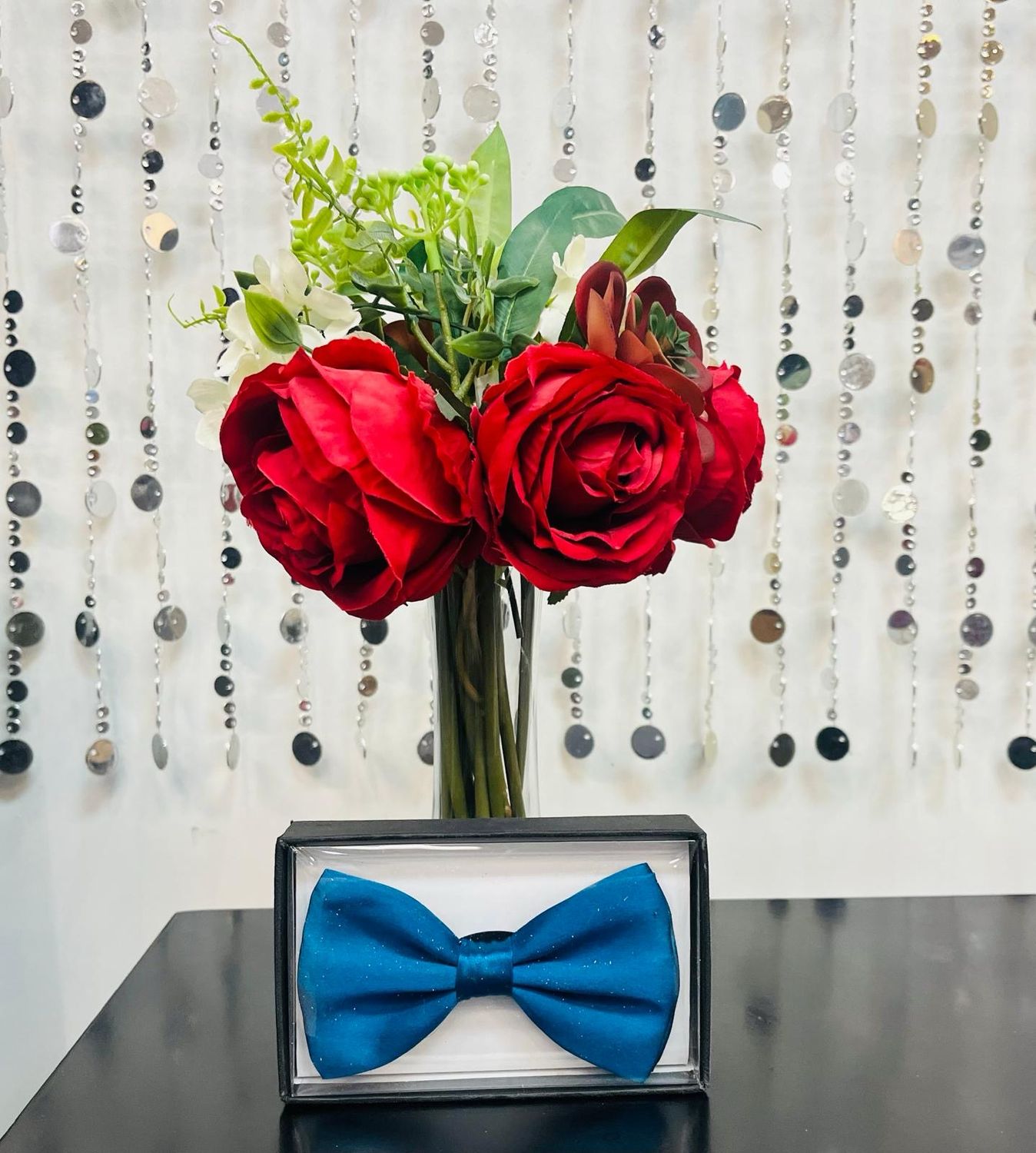 Men&#39;s Poly Silk Boxed Bow Ties-Blue