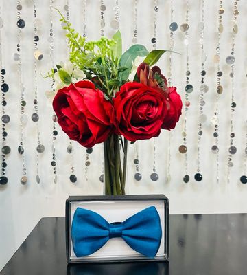 Men&#39;s Poly Silk Boxed Bow Ties-Blue