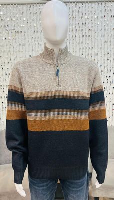 Striped Knit Sweater Polar Fleece Lined-Nvy/Crm