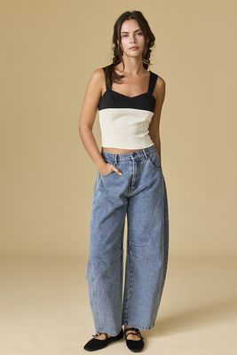 Carrie Colorblock Top-Blk/Ivory
