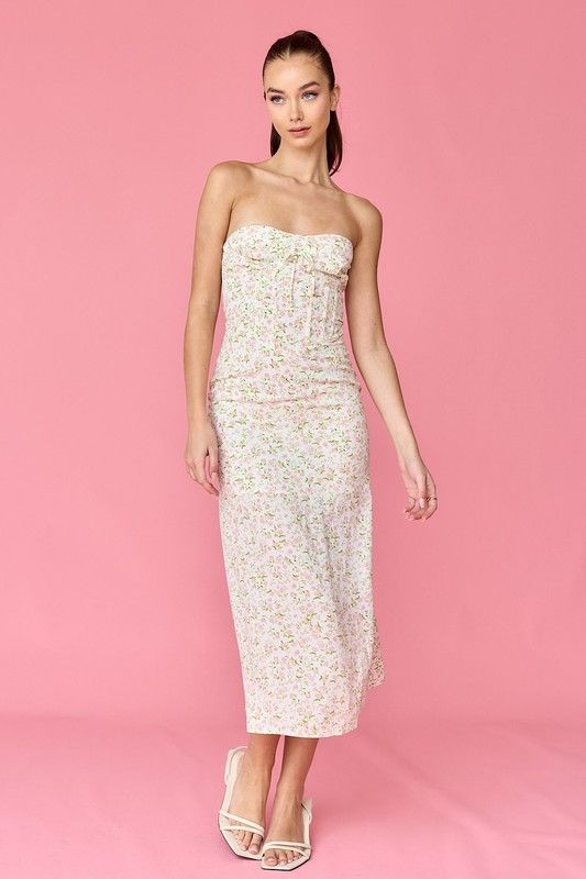 Maya Strapless Corset Dress-Pink