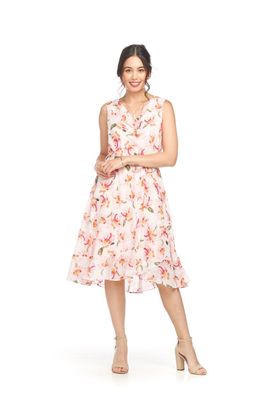 PD-18515 Floral Cowl Neck Dress-Pink