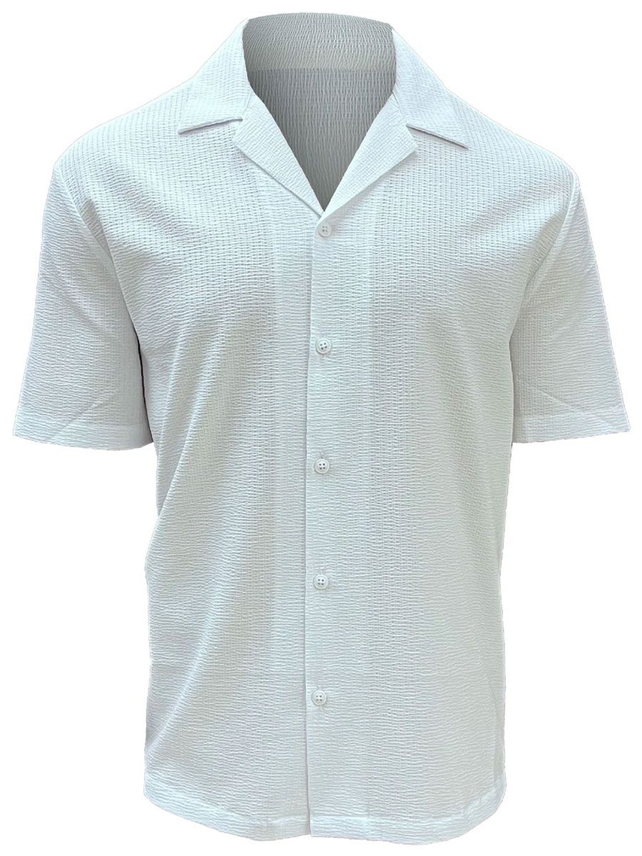 7464050 Textured Cubana Collar Shirt-White