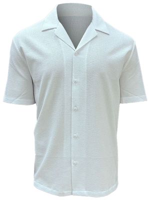 7464050 Textured Cubana Collar Shirt-White