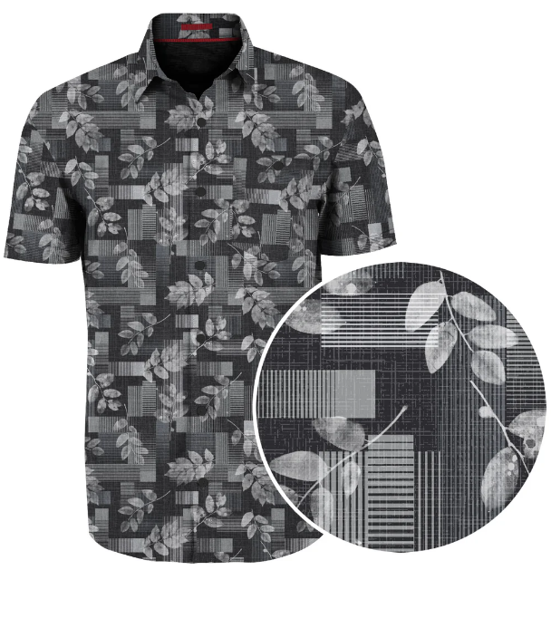 7464675 Traveler 4-way Stretch Print Shirt-Black