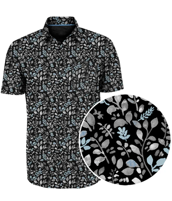7464726 Dry Edition Leaf Print Shirt-Black