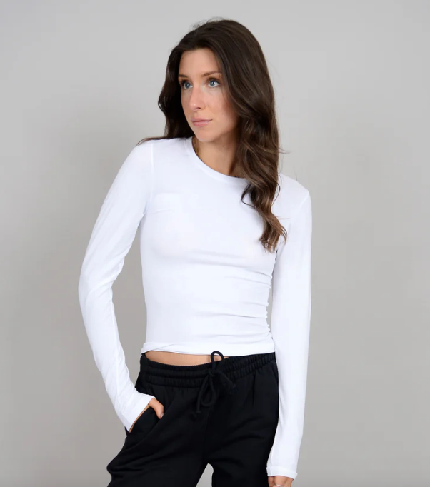 55C011S Roxis Seamless L/S Top-White