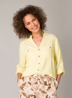 04532 Gijske Linen Blouse-Sunshine Yellow