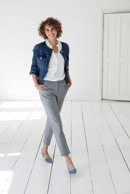 05088 Rahima Pinstripe Trousers-Light Grey
