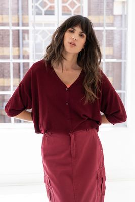 05132 Reem Knit Cardigan-Maroon
