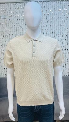 7463421 Textured Knit Polo Tee-Maple Mix