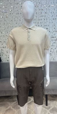 7463421 Textured Knit Polo Tee-Maple Mix
