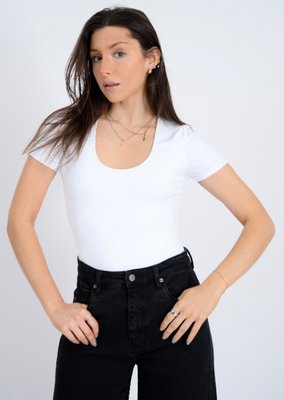 56T069SX Sue Scoop Bodysuit-White