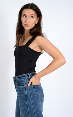 55T171S Claude Shirred Bodysuit-Black