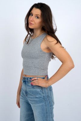 53T149S5 Roxanna Sleeveless Crew Top-Grey Melange