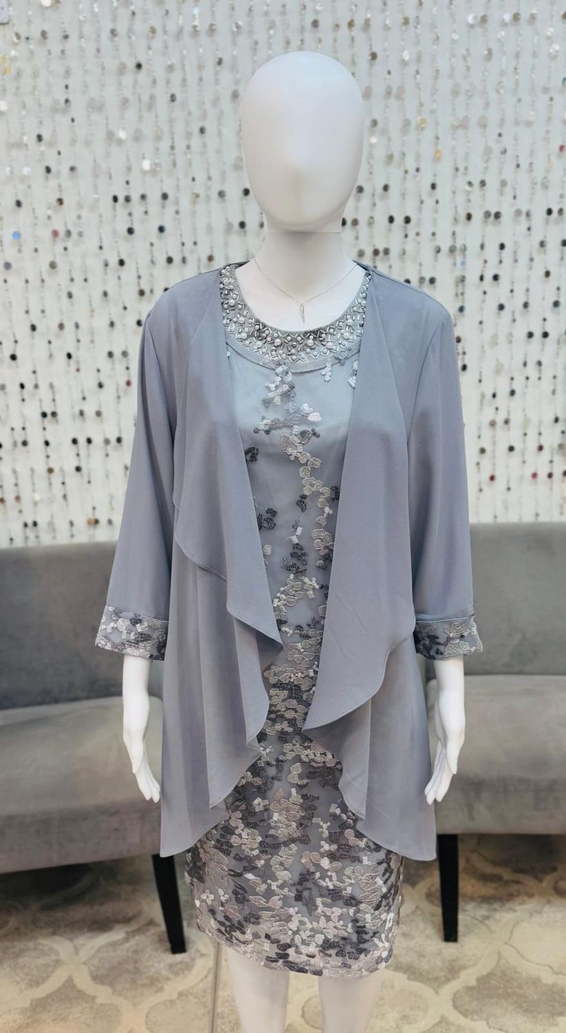 61416-25 2pc Dress Set-Silver