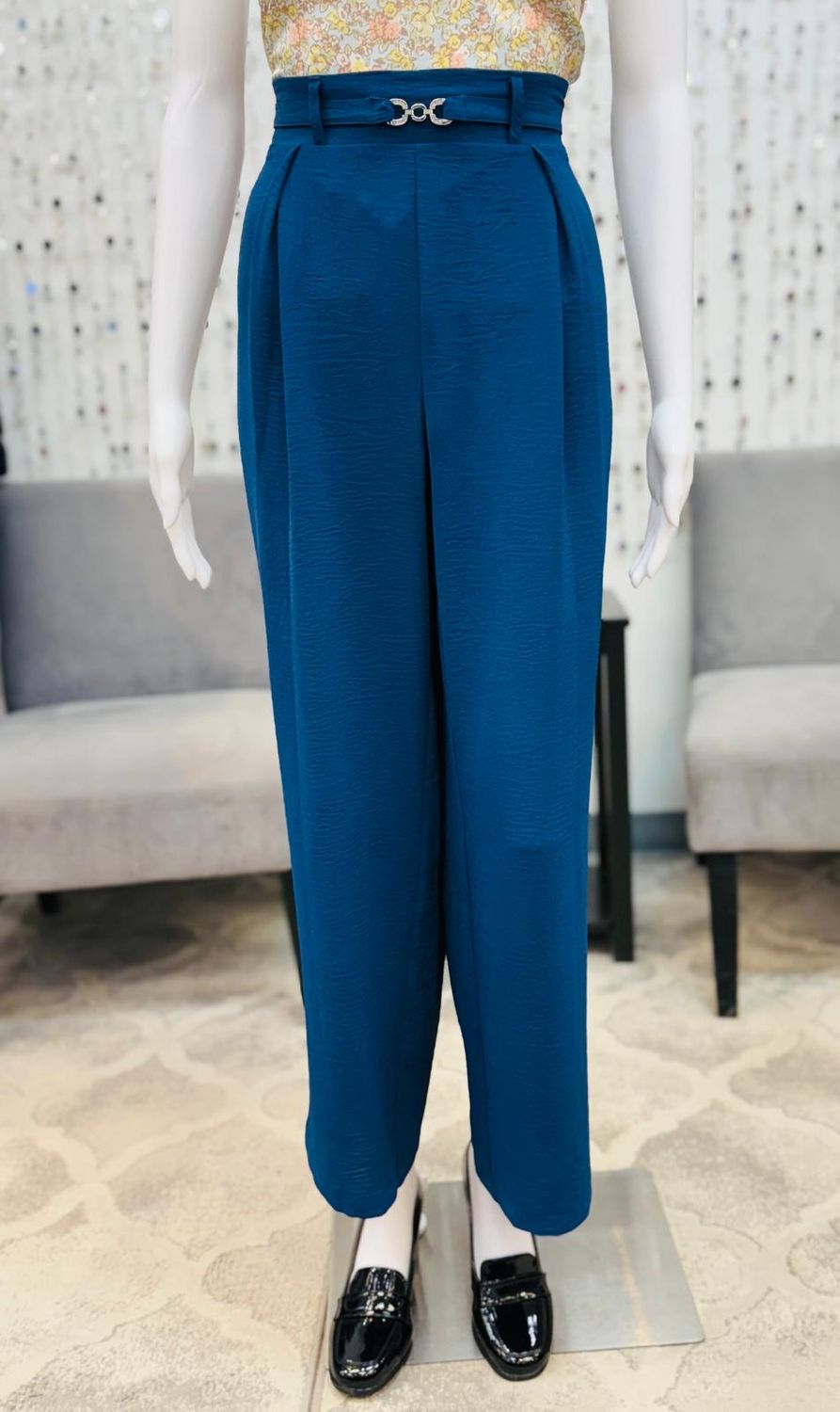 61545 Dressy Belted Pant-Navy