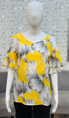 46712 Floral Blouse-Yellow