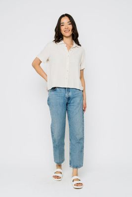 1051 Nina Roll Cuff S/S Shirt-Sand