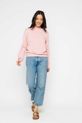 1100 Jenna Luxe Fleece Crew-Blush
