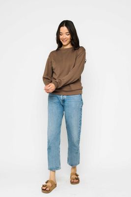 1100 Jenna Luxe Fleece Crew-Chocolate