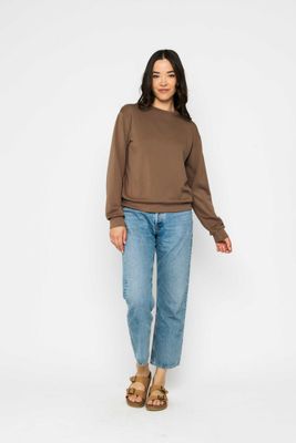 1100 Jenna Luxe Fleece Crew-Chocolate