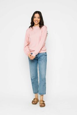 1100 Jenna Luxe Fleece Crew-Blush