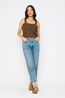 1209 Madelyn Cabled Knit Cami-Milk Chocolate