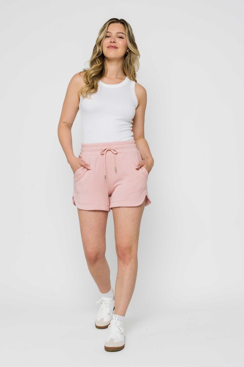 1302 Deena Luxe Fleece Short-Blush