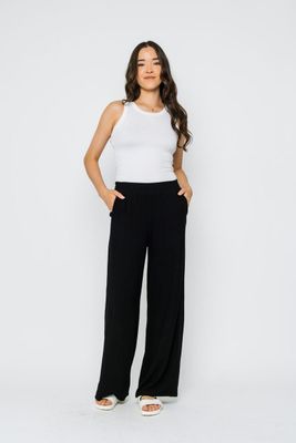 1356 Stevie Wide Leg Pull On Pant-Black