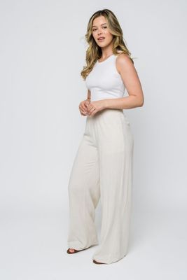 1356 Stevie Wide Leg Pull On Pant-Sand