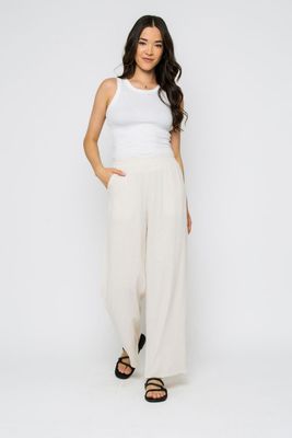 1356 Stevie Wide Leg Pull On Pant-Sand