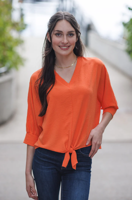 PT-16120 Textured Tie Top-Orange