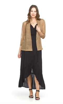 PT-18028 Mesh Coverup Sequin Details-Tan