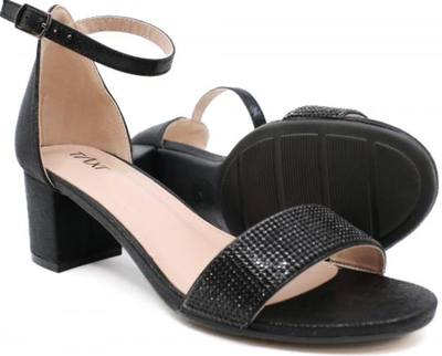 Macy-02 Shiny Heeled Sandal-Black
