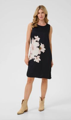 CRAqurella Dress-Black Flower Print