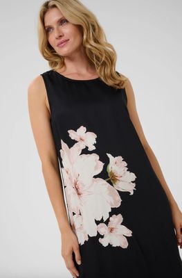 CRAqurella Dress-Black Flower Print