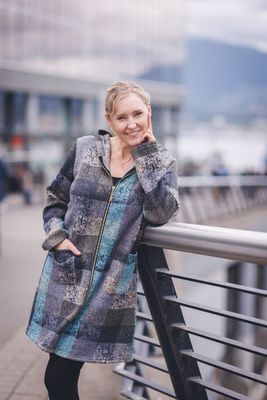 JT-17708 Knitted Multicolor Plaid Jacket-Grey