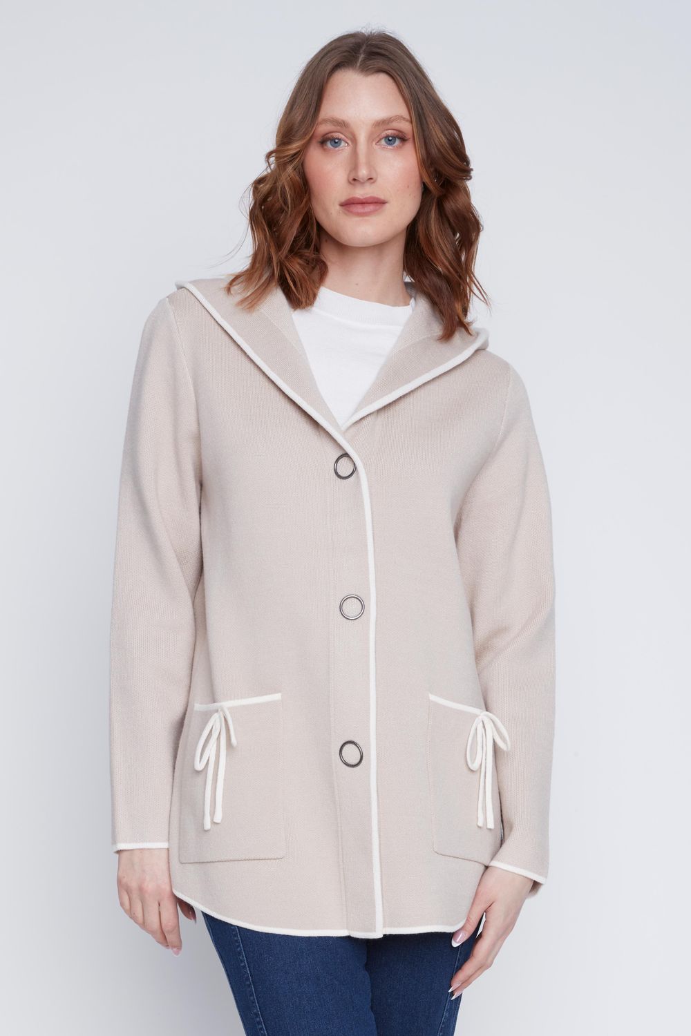 2523022 Knit Sweater Jacket-Sand