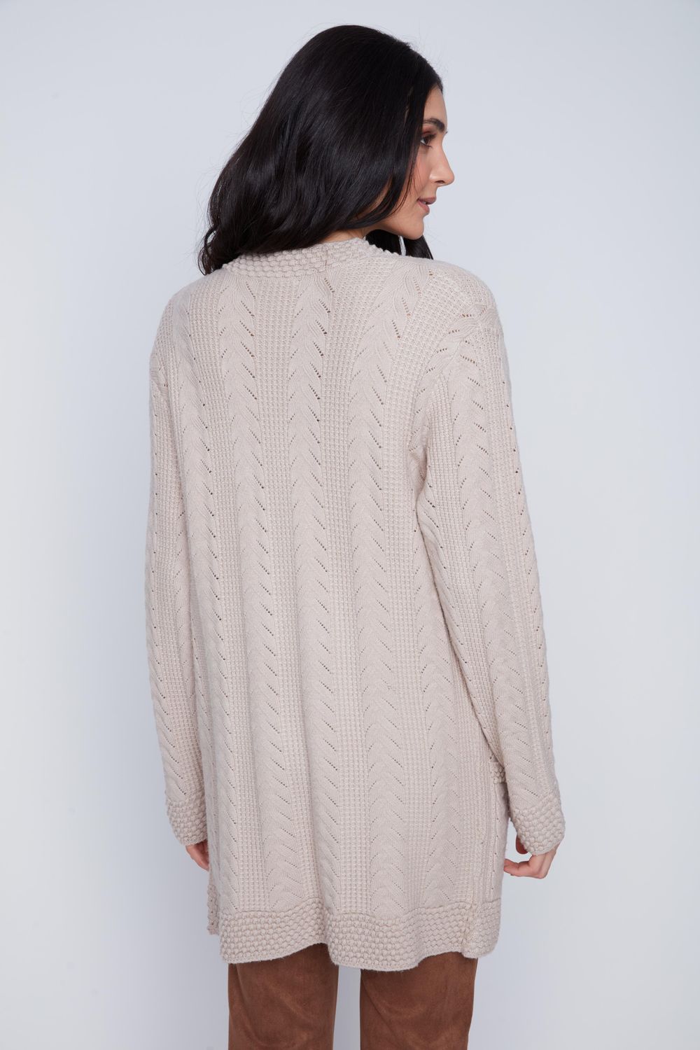 2523005 Cable Knit Cardigan-Sand
