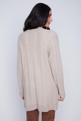 2523005 Cable Knit Cardigan-Sand