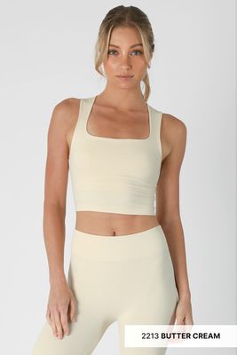 NS8252 Square Neck Crop Top-Butter Cream